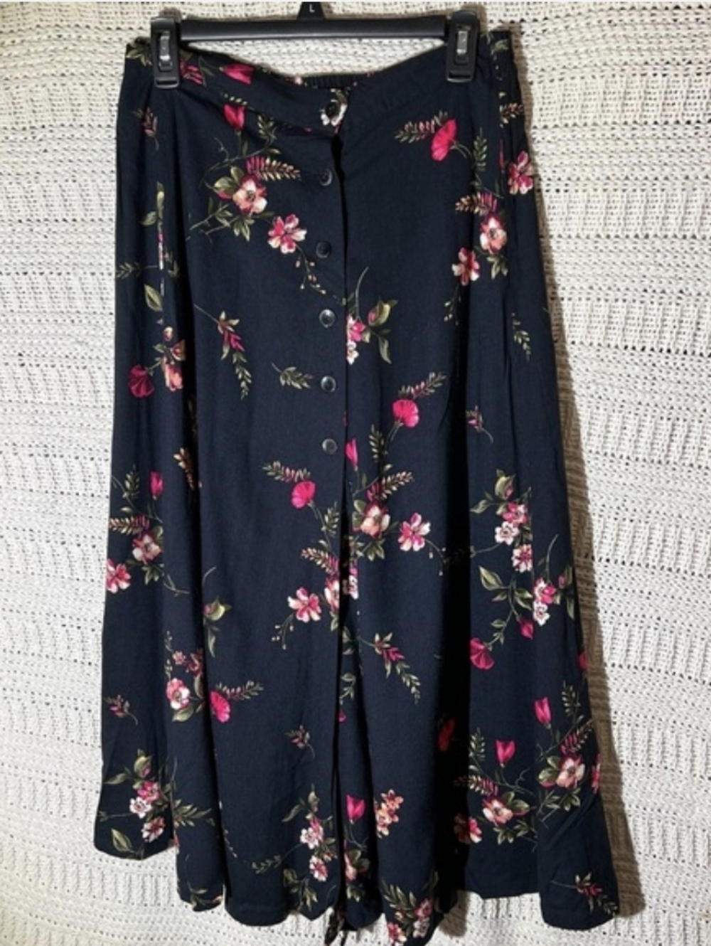 Venezia Navy Maxi Skirt with Pink Floral Print